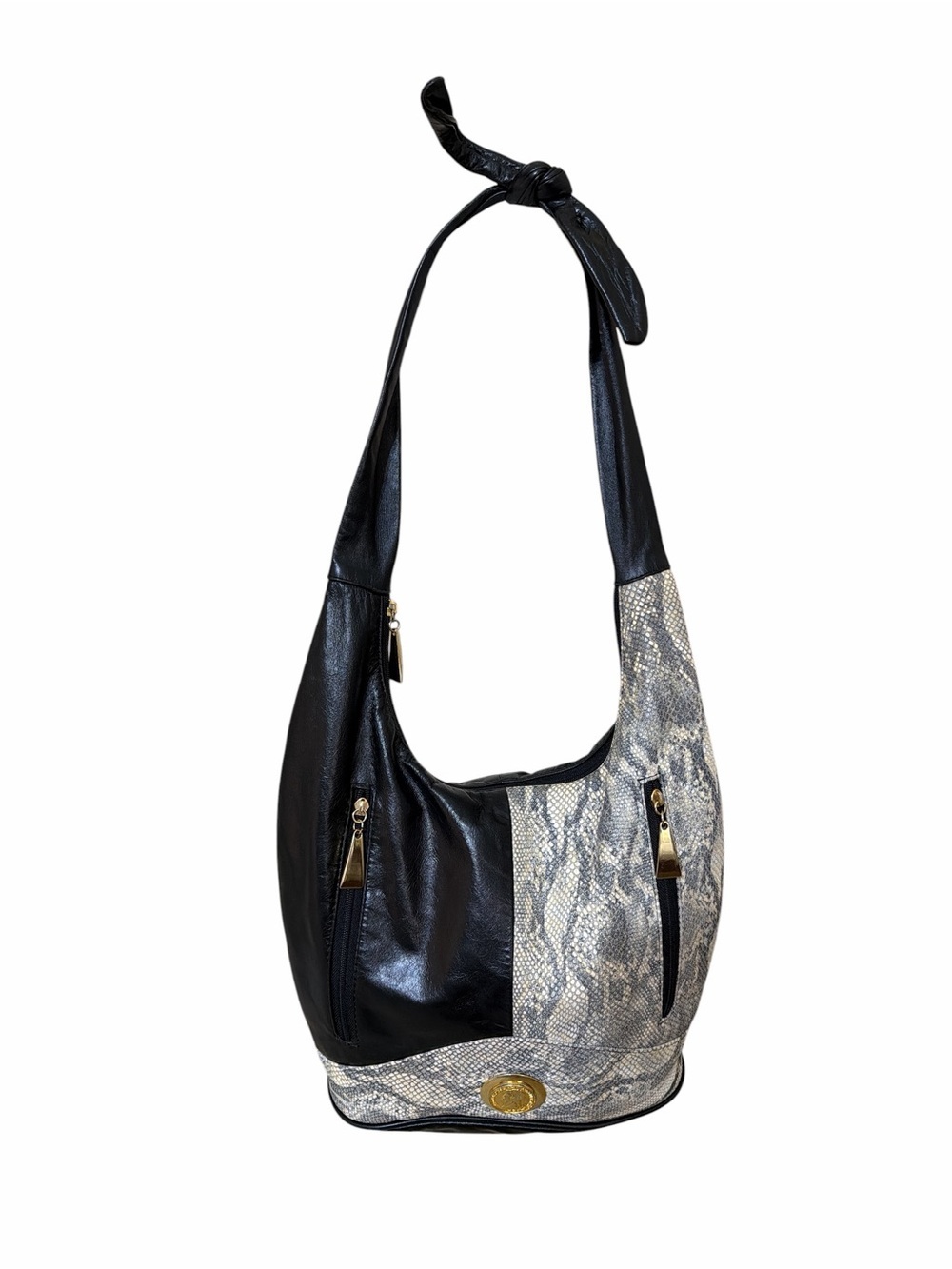 Vintage Tejrasila Snake Leather Hobo Handbag Gold Coin NERO CLAUDIUS CAESAR